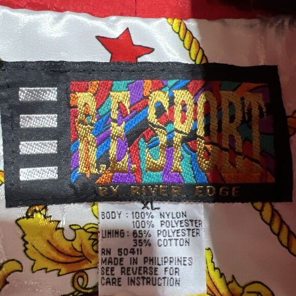 Vintage 90s Windbreaker Retro Stars Anchors Nautical Baroque Scarf Print SZ XL - Picture 3 of 9